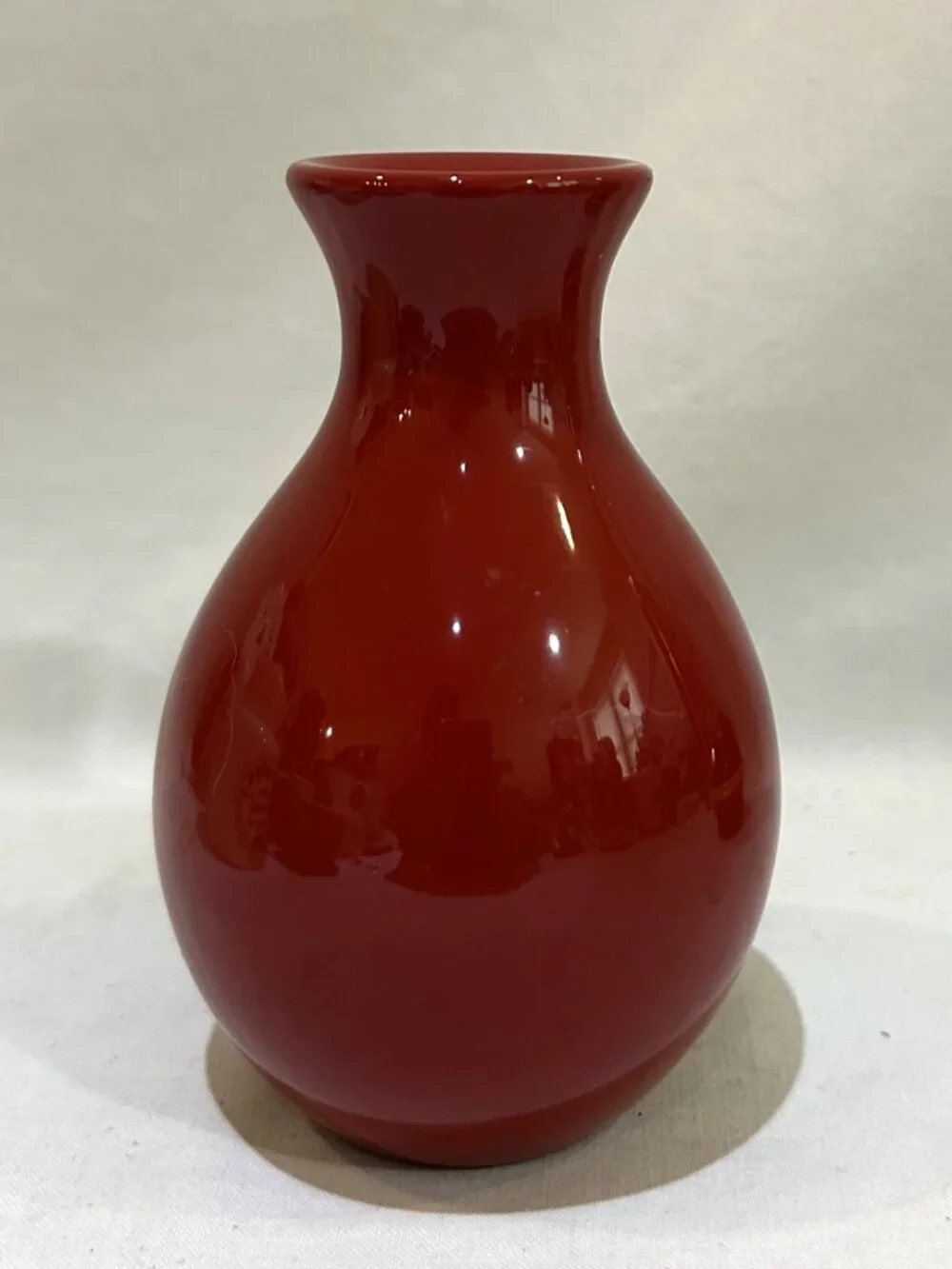 Japanese Red Lacquered Bud Vase Floral Pattern with Plastic Insert